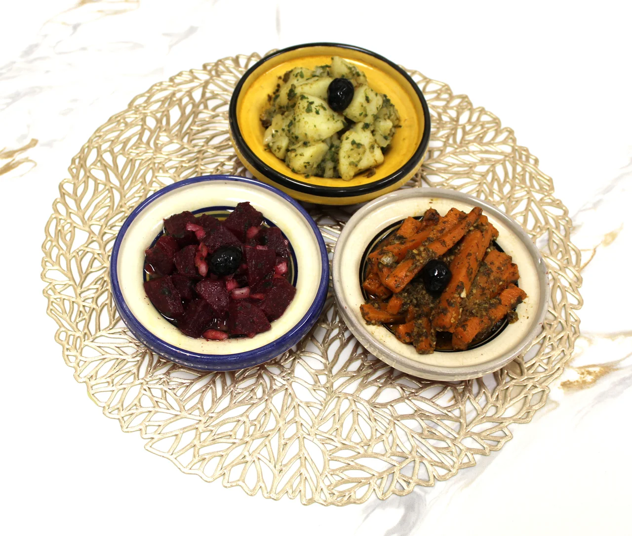 Moroccan Salad with Charmoula at Tajine House Restaurant Edmonton - tender salad with Moroccan spices